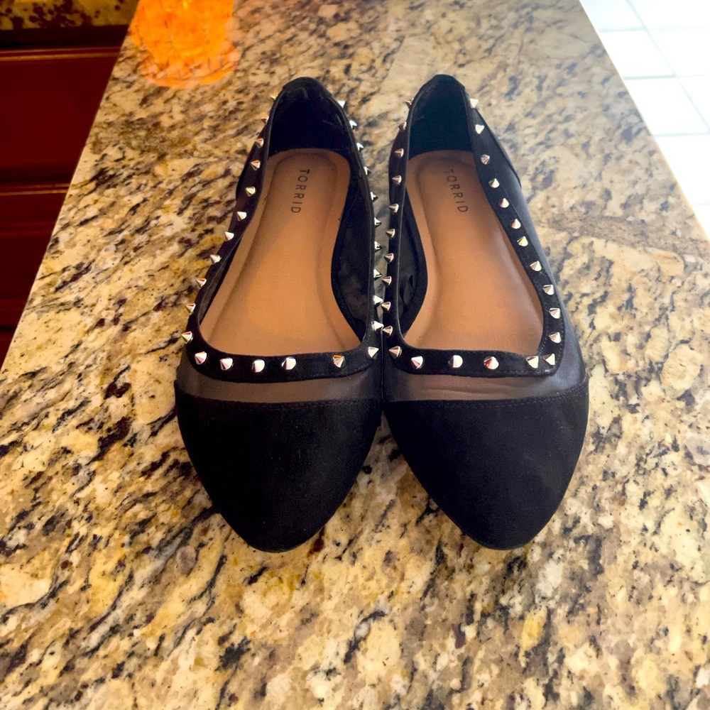 Torrid black studded flats size 10W